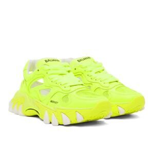 Balmain B-East US 10 Trainer Shoes Neon Lemon Green Athletic Sneakers NIB $895